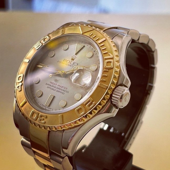 Rolex Yachtmaster in half-gold with slate grey dial